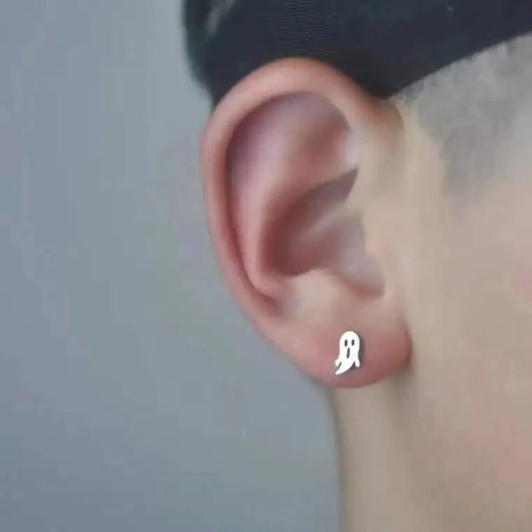 Tibetan Silver Stud Hoop Earrings — Geometric Trendy Minimalist Daily Pair