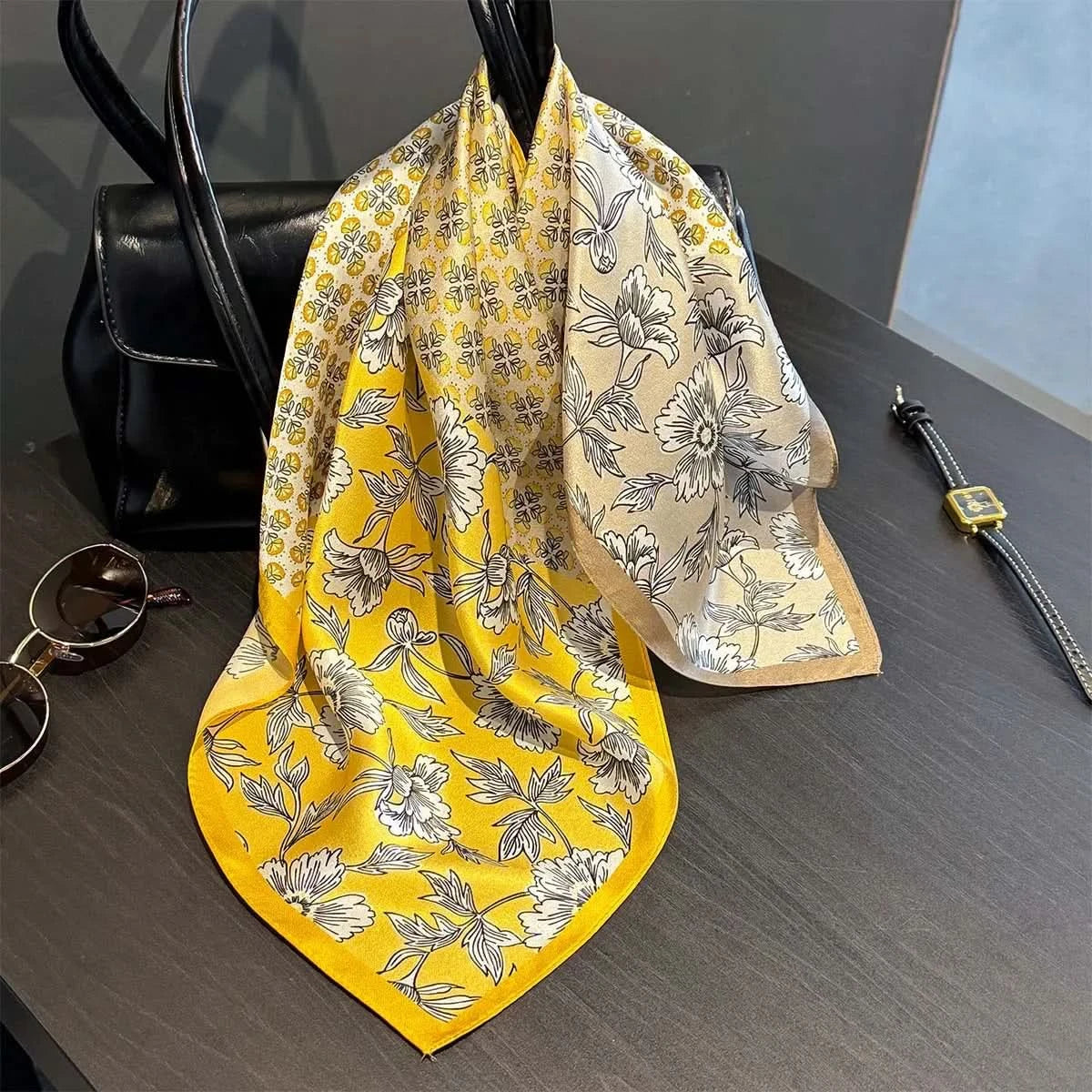 100% Real Silk Square Scarf (53cm) - Luxury Printed Multi-Style Accessory