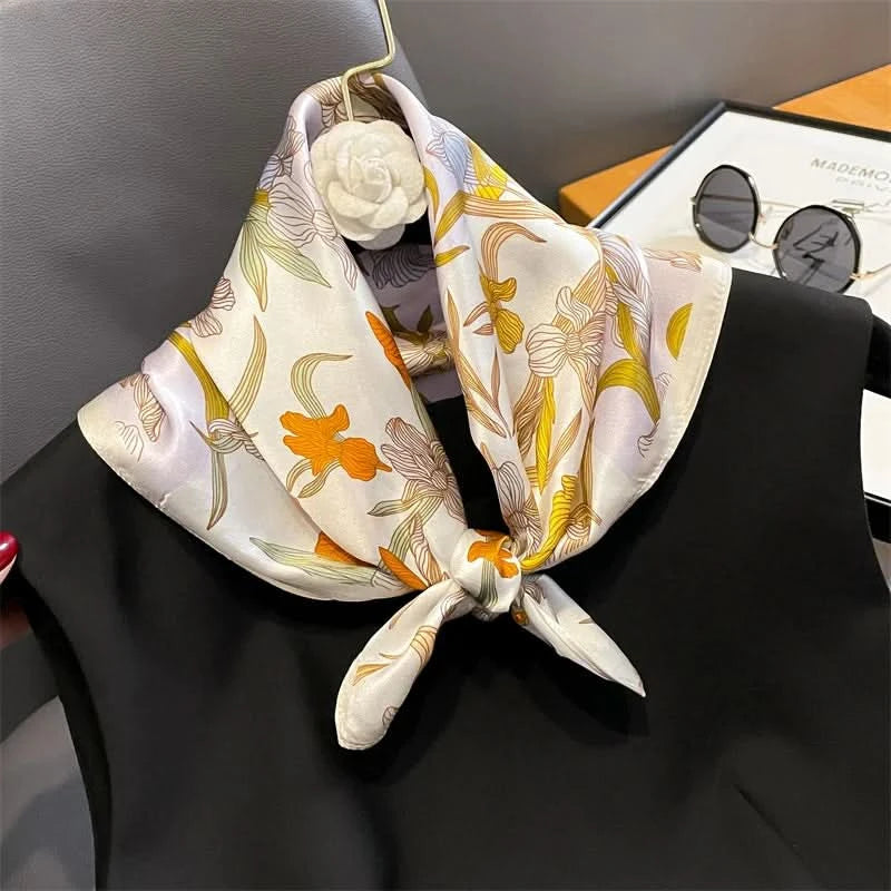 100% Real Silk Square Scarf (53cm) - Luxury Printed Multi-Style Accessory