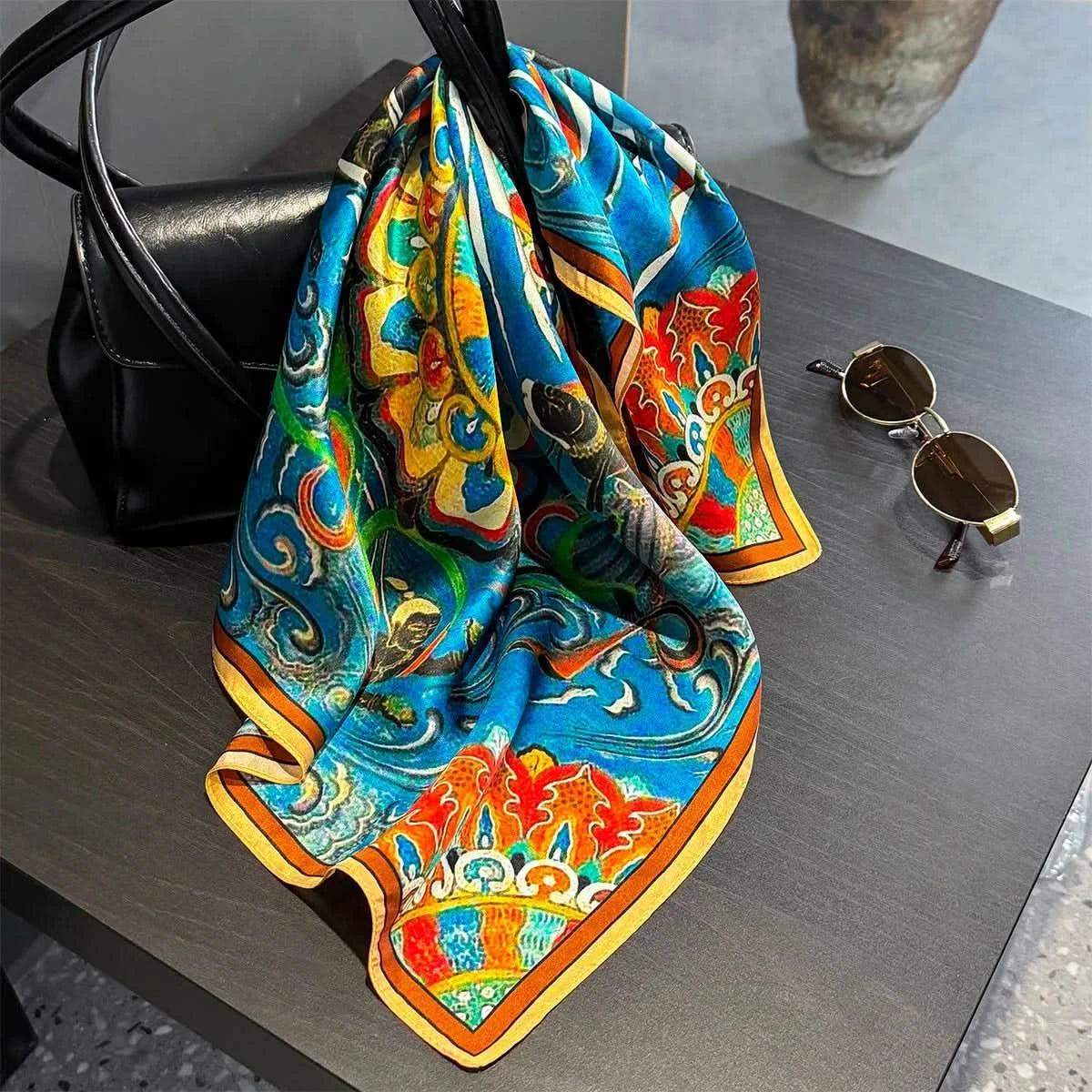100% Real Silk Square Scarf (53cm) - Luxury Printed Multi-Style Accessory