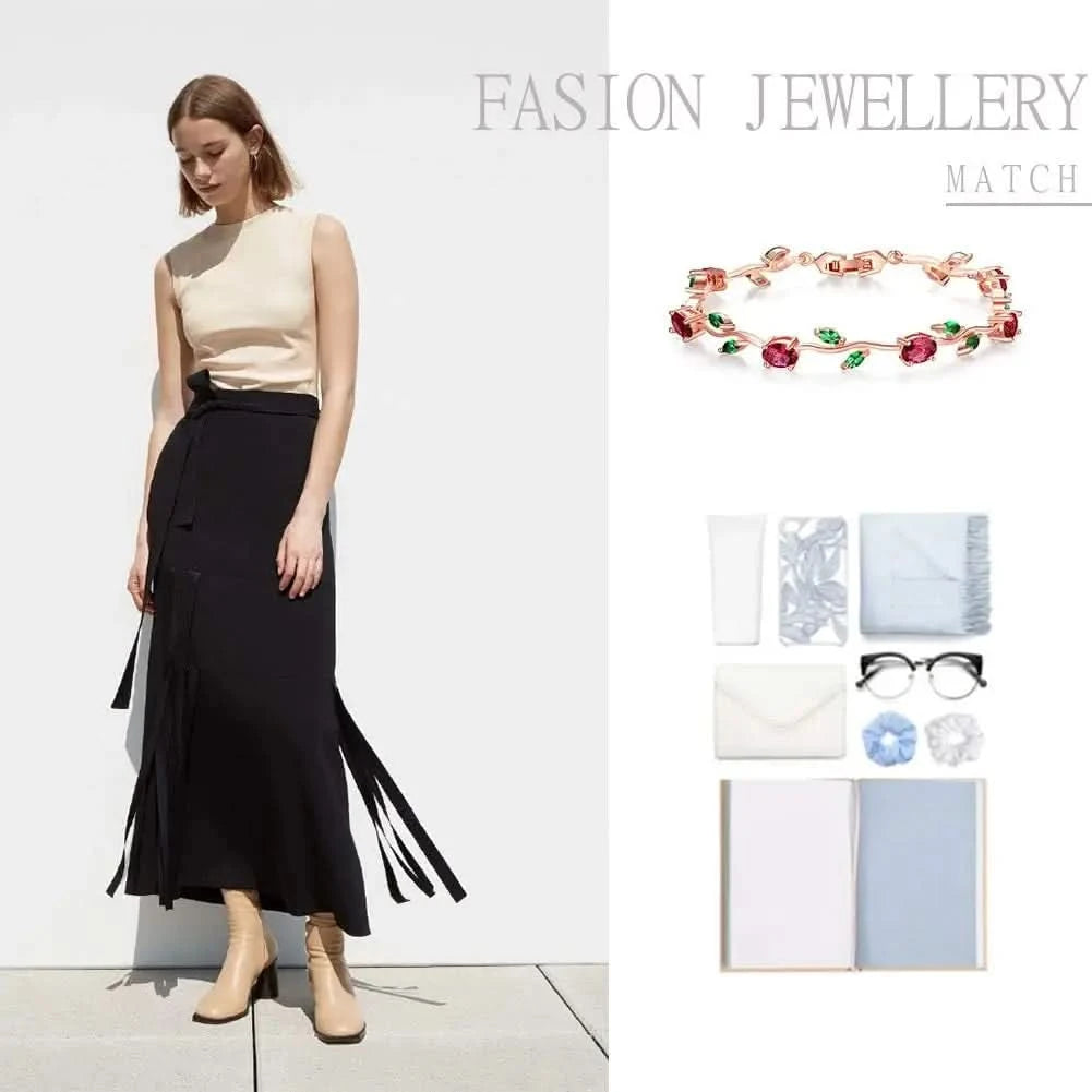 Leaf-vine zircon bracelet full overview