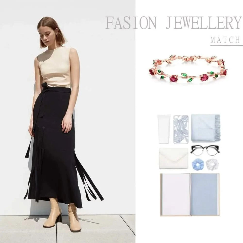 Leaf-vine zircon bracelet full overview