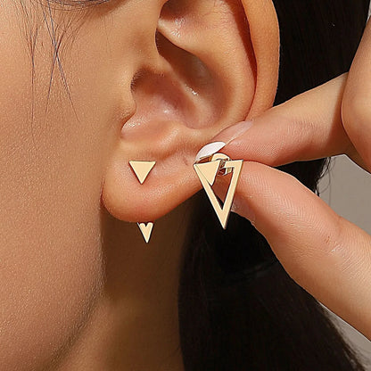 Geometric stud earrings in silver finish