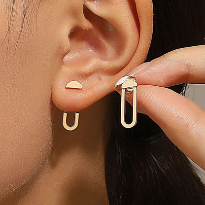 Geometric studs worn on model
