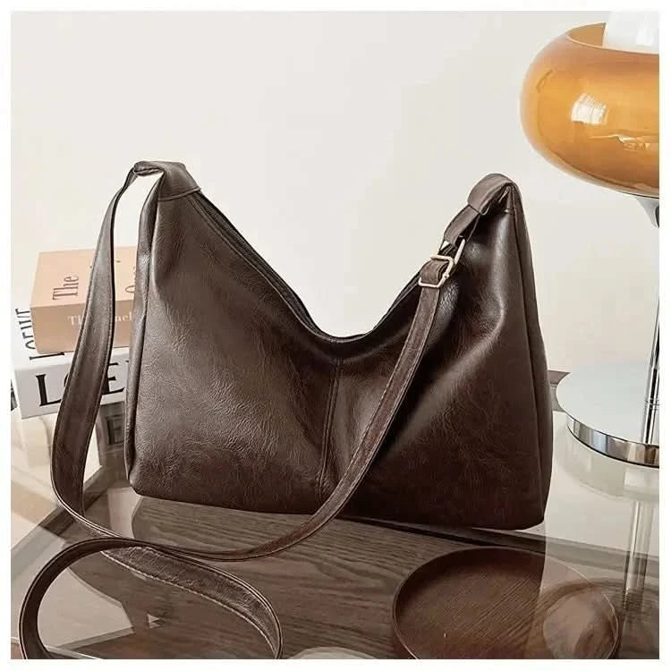 Soft Vegan Leather Slouchy Hobo Bag - Minimalist Everyday Tote, 3 Colors