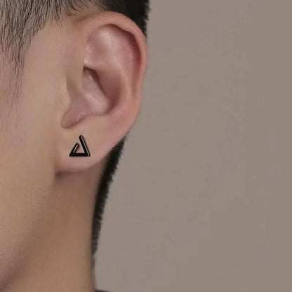 Tibetan Silver Stud Hoop Earrings — Geometric Trendy Minimalist Daily Pair