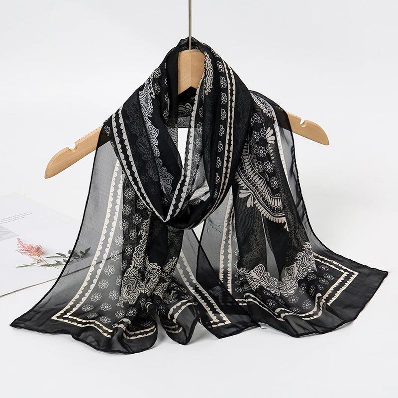 Lightweight Chiffon Scarf — Versatile Printed Shawl & Wrap, Breathable Travel Accessory