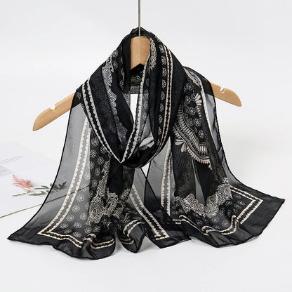 Lightweight Chiffon Scarf — Versatile Printed Shawl & Wrap, Breathable Travel Accessory