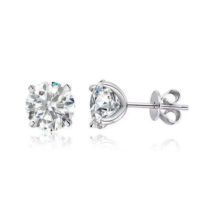 Moissanite stud earrings 925 silver setting detail
