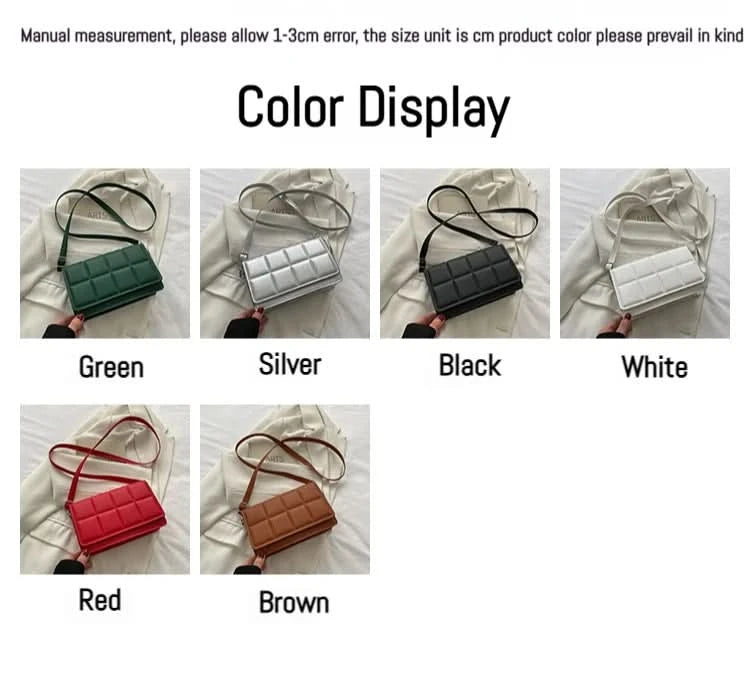 Square handbag worn crossbody style