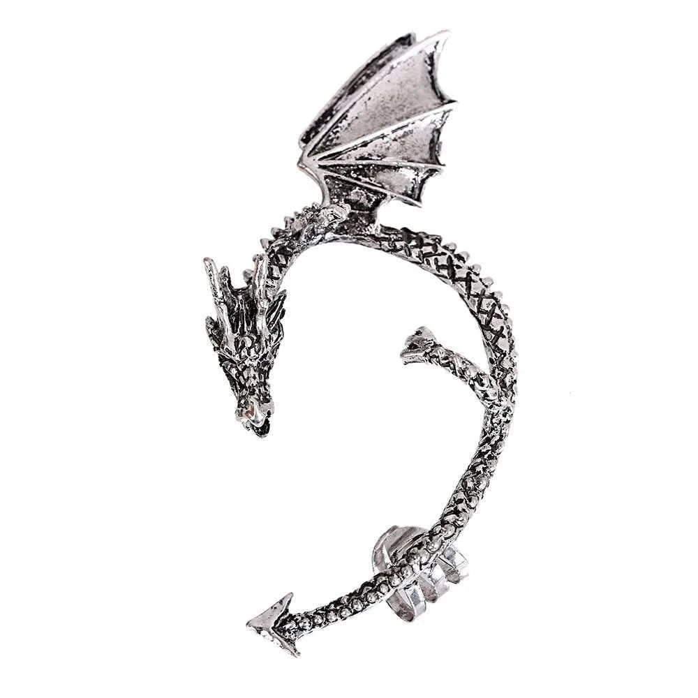 Gothic Dragon Clip Ear Cuff - Punk Rock Zinc Alloy Unisex No-Piercing Earring
