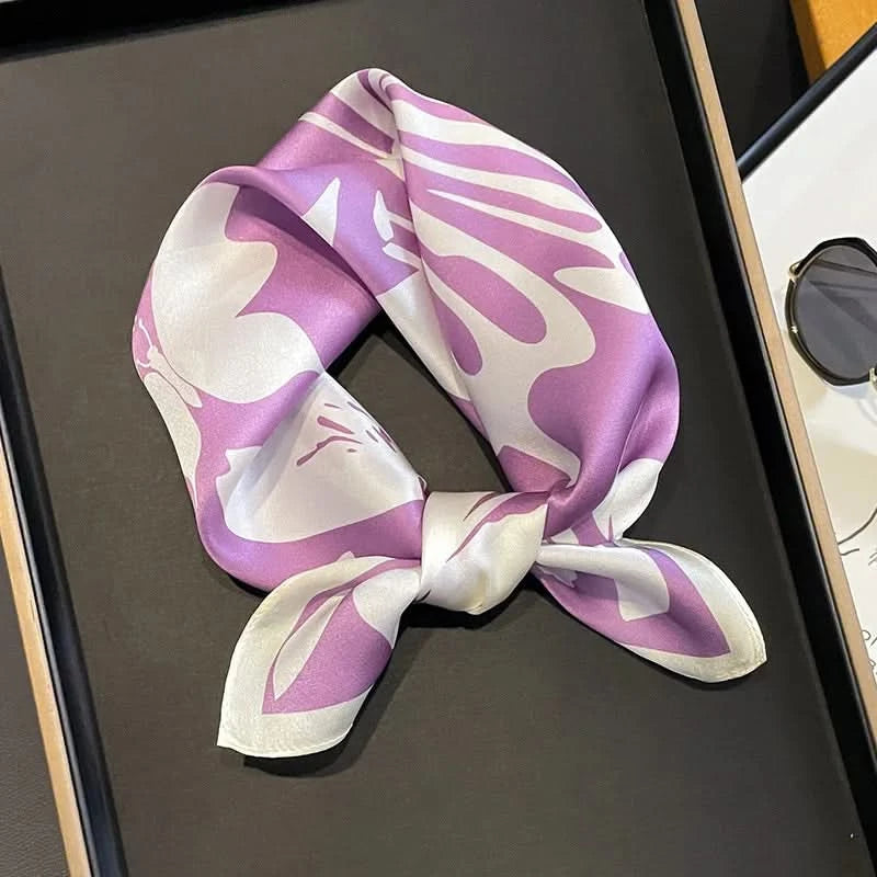 100% Real Silk Square Scarf (53cm) - Luxury Printed Multi-Style Accessory
