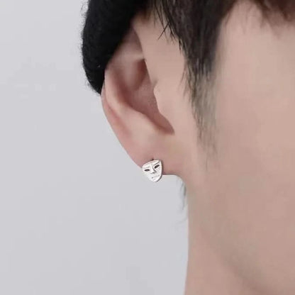 Tibetan Silver Stud Hoop Earrings — Geometric Trendy Minimalist Daily Pair