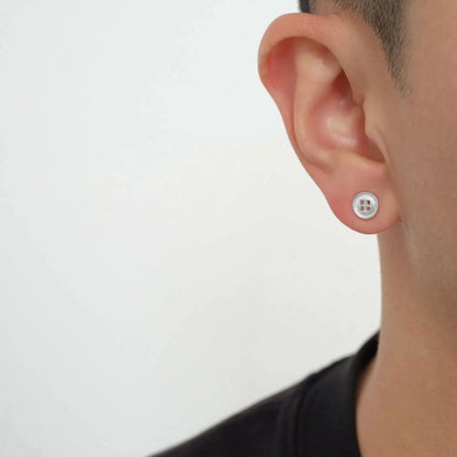 Tibetan Silver Stud Hoop Earrings — Geometric Trendy Minimalist Daily Pair