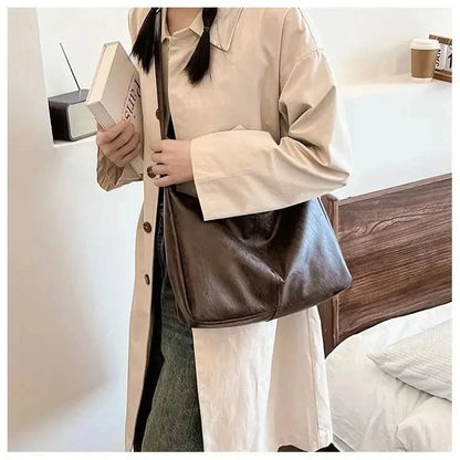 Soft Vegan Leather Slouchy Hobo Bag - Minimalist Everyday Tote, 3 Colors