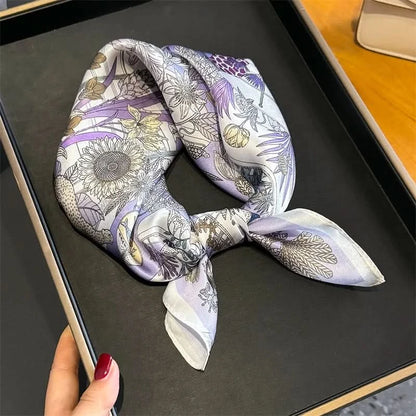 100% Real Silk Square Scarf (53cm) - Luxury Printed Multi-Style Accessory