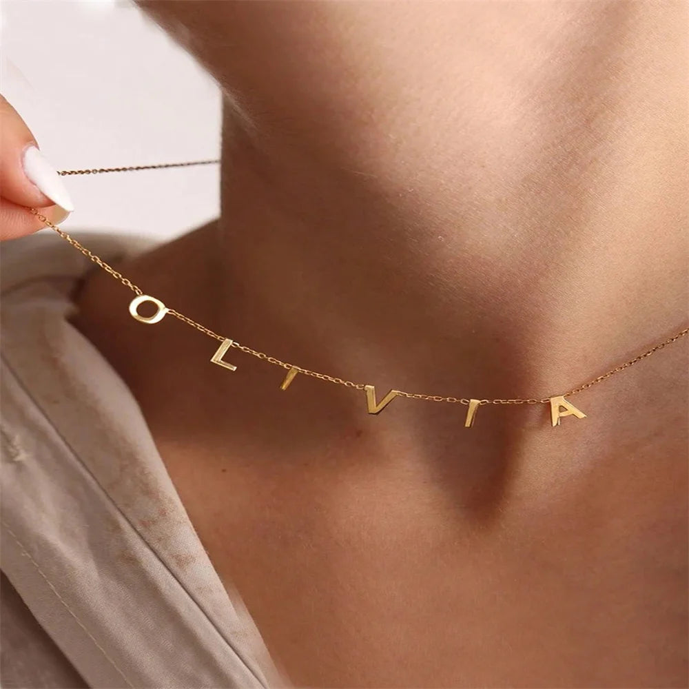 Custom name necklace in gold finish