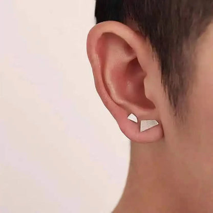 Tibetan Silver Stud Hoop Earrings — Geometric Trendy Minimalist Daily Pair