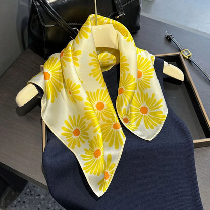 100% Real Silk Square Scarf (53cm) - Luxury Printed Multi-Style Accessory