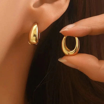 Chunky stainless steel hoop earrings — main view