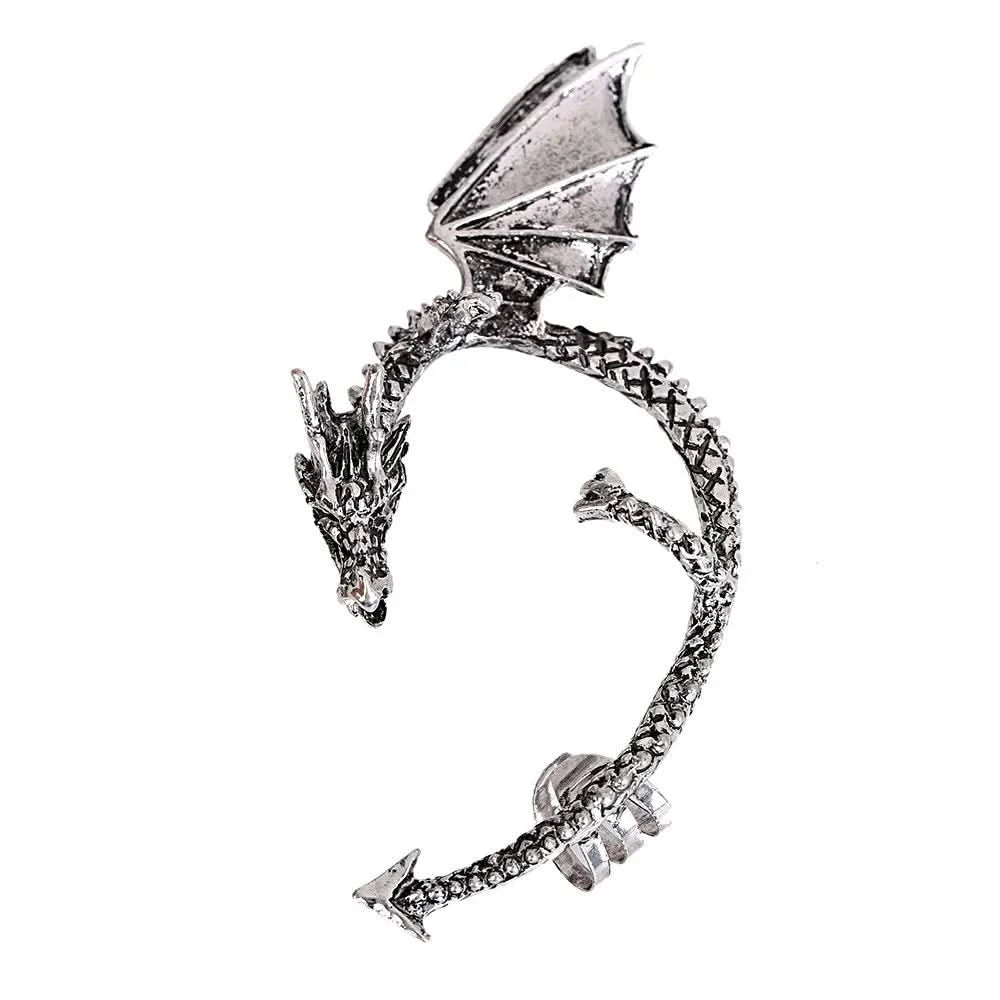 Gothic Dragon Clip Ear Cuff - Punk Rock Zinc Alloy Unisex No-Piercing Earring