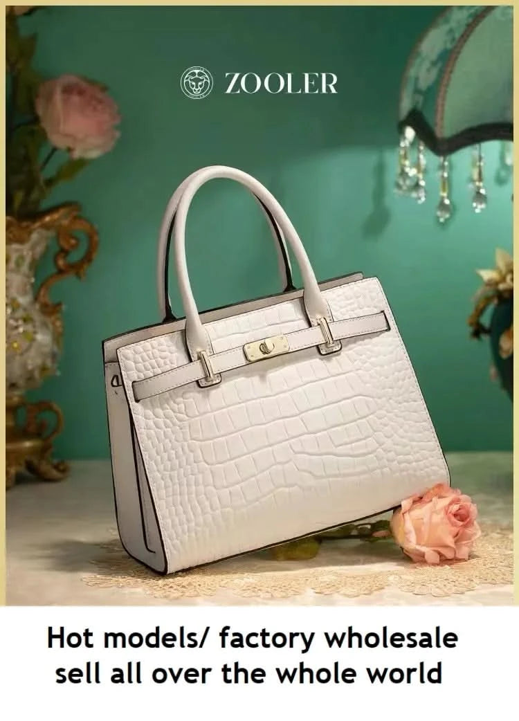 Genuine Cowhide Leather Tote Handbag - Structured Business Shoulder Bag