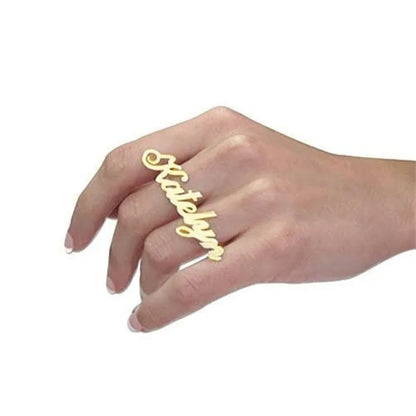 Double name ring in 18K gold finish