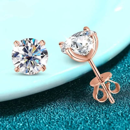 Moissanite stud earring brilliance close-up