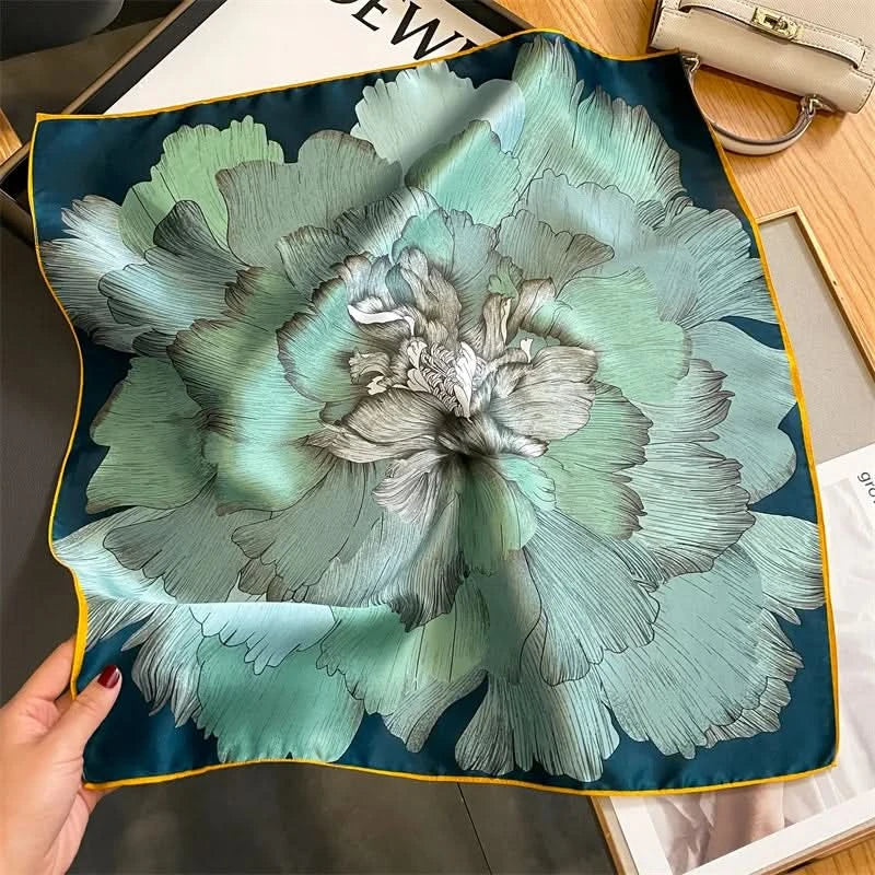 100% Real Silk Square Scarf (53cm) - Luxury Printed Multi-Style Accessory