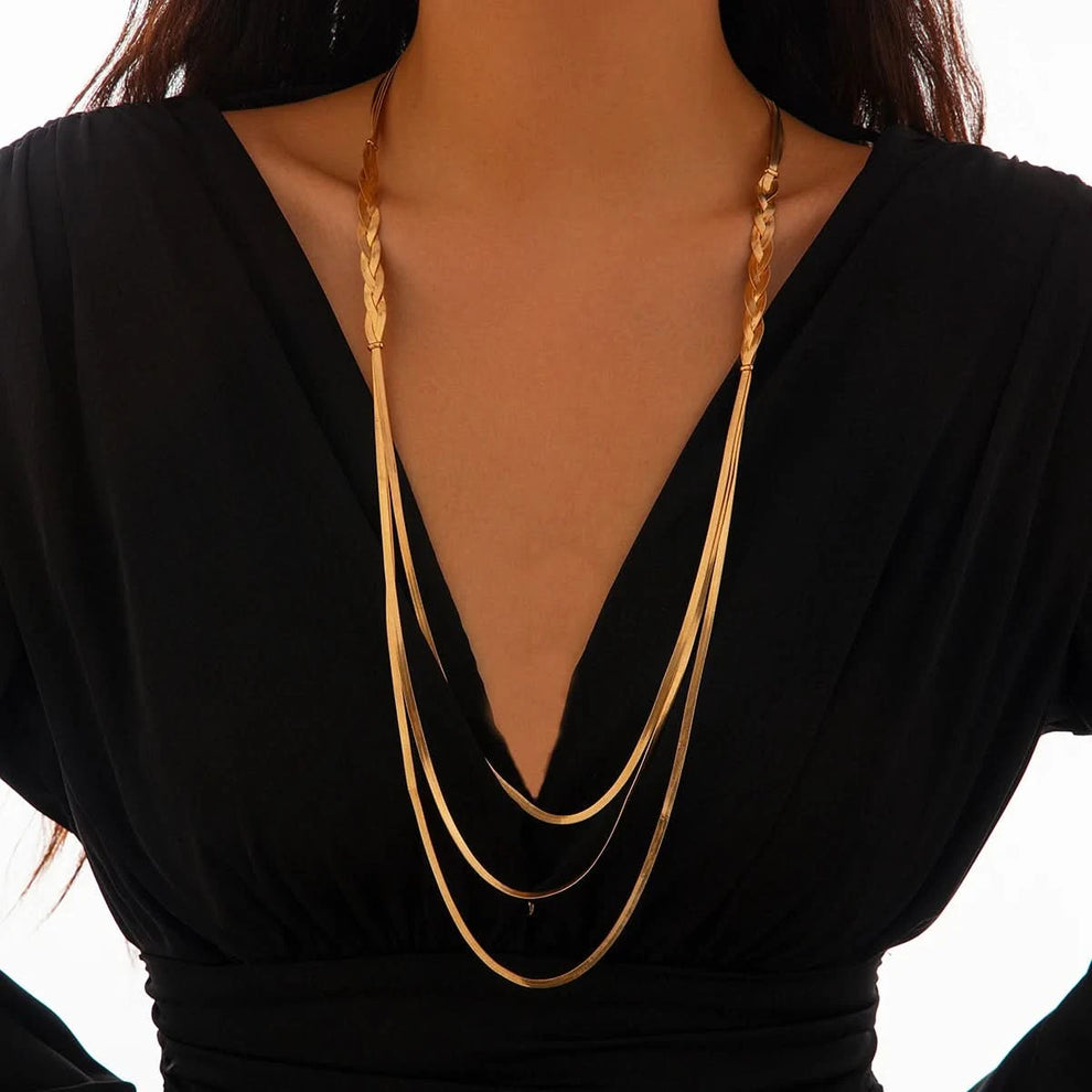 Triple-layer necklace side view