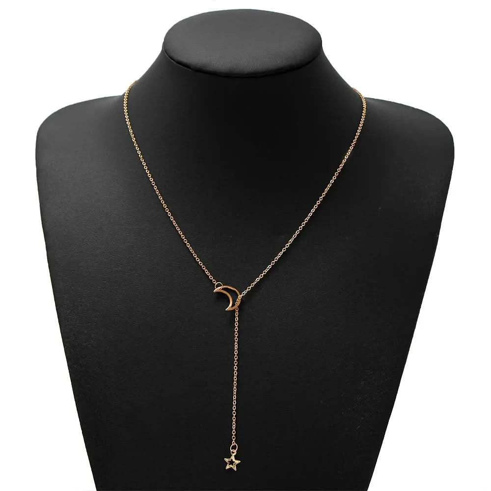 Lariat necklace layered with other pieces