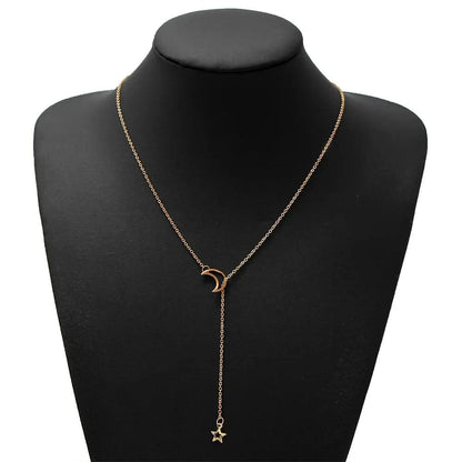 Lariat necklace layered with other pieces
