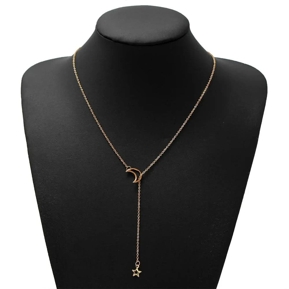 Lariat necklace layered with other pieces