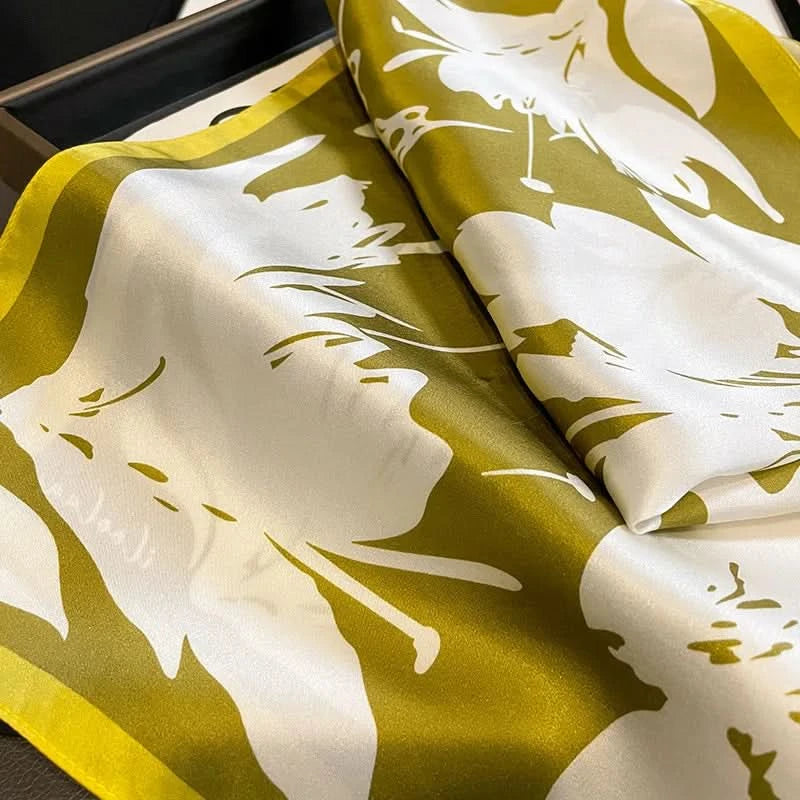100% Real Silk Square Scarf (53cm) - Luxury Printed Multi-Style Accessory