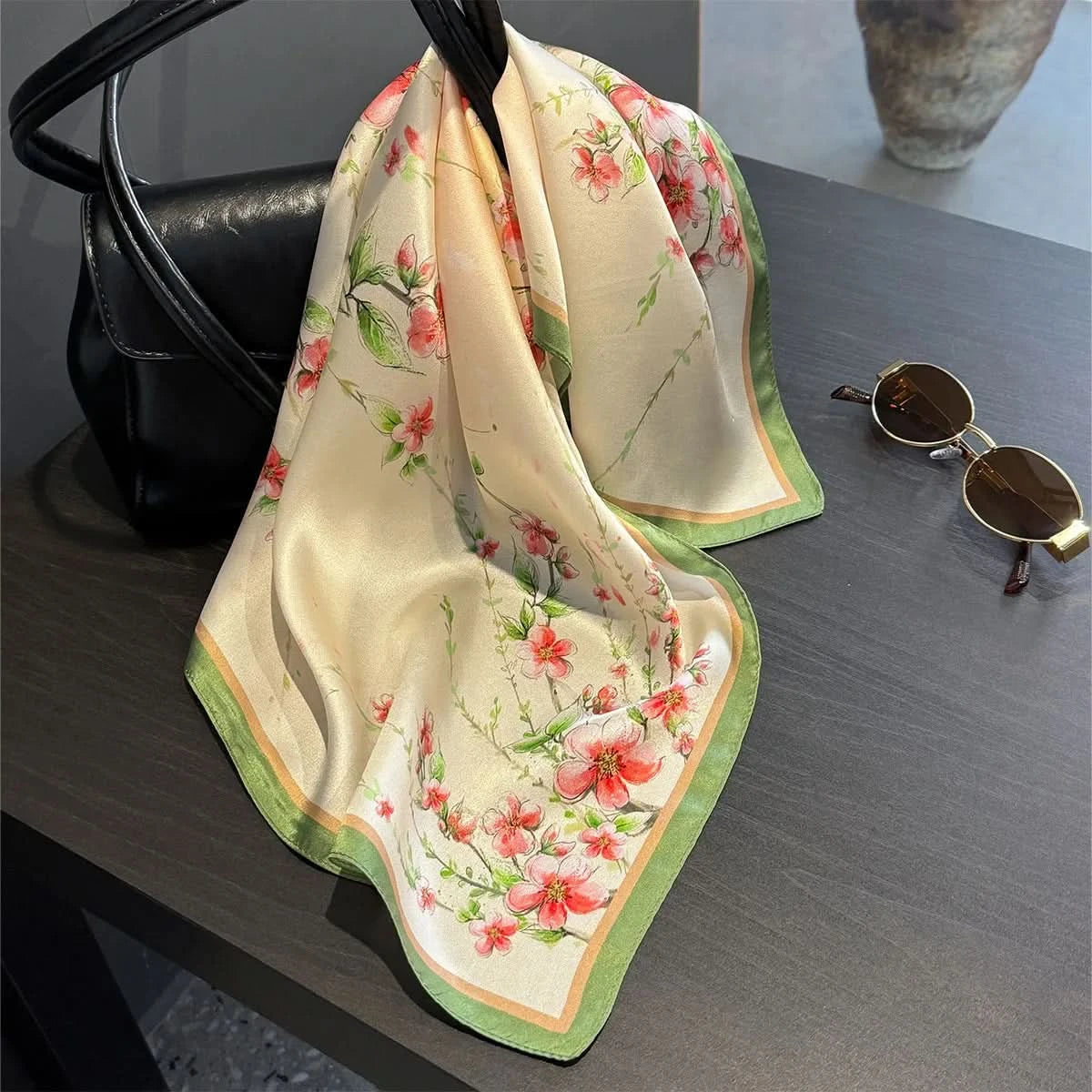 100% Real Silk Square Scarf (53cm) - Luxury Printed Multi-Style Accessory
