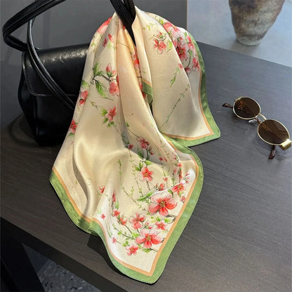 100% Real Silk Square Scarf (53cm) - Luxury Printed Multi-Style Accessory