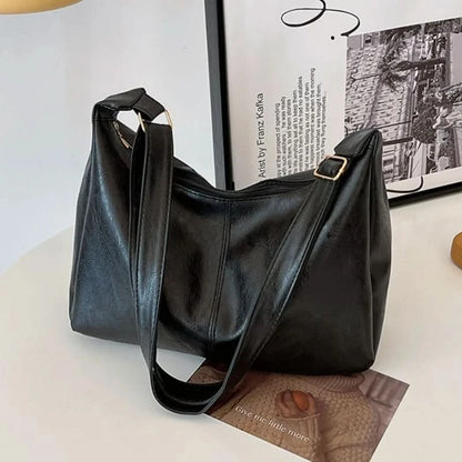 Soft Vegan Leather Slouchy Hobo Bag - Minimalist Everyday Tote, 3 Colors