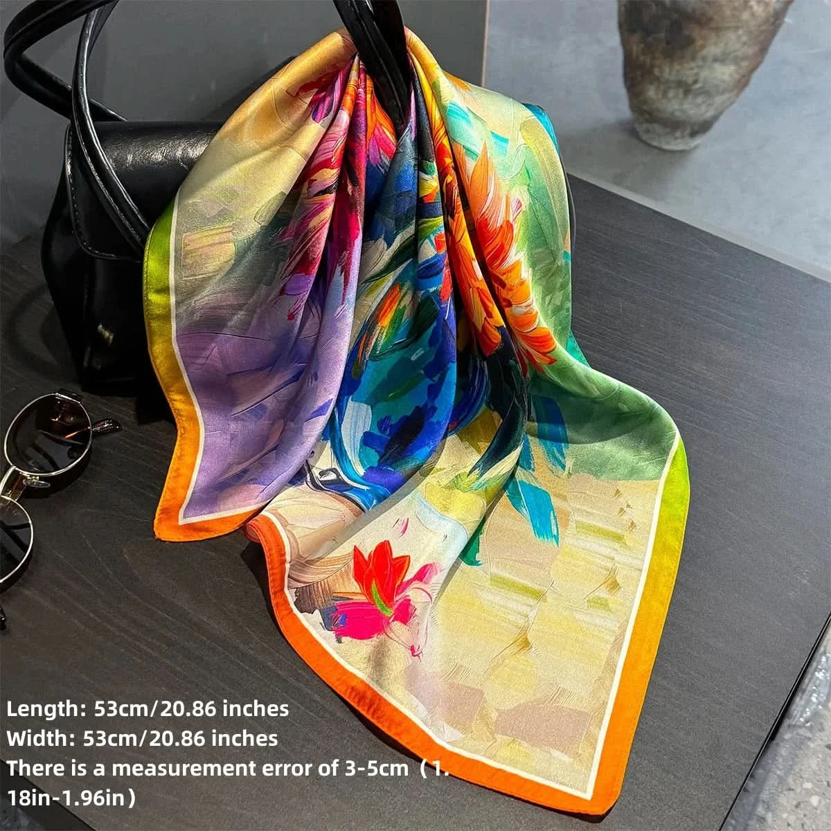 Silk scarf tied as neck wrap