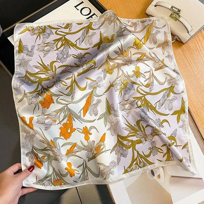 100% Real Silk Square Scarf (53cm) - Luxury Printed Multi-Style Accessory