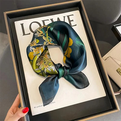 100% Real Silk Square Scarf (53cm) - Luxury Printed Multi-Style Accessory