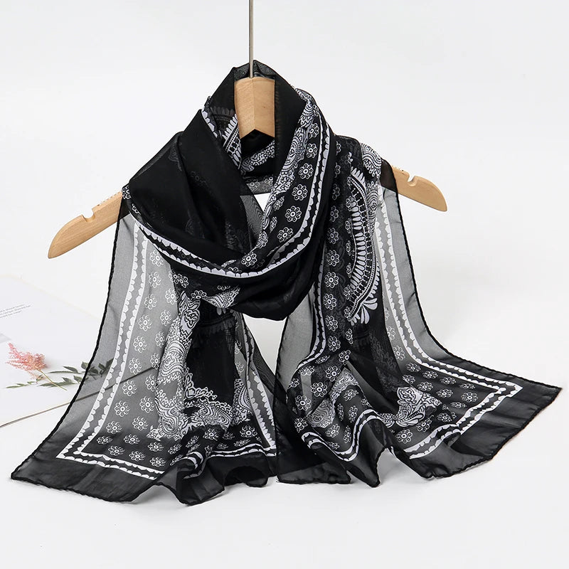 Lightweight Chiffon Scarf — Versatile Printed Shawl & Wrap, Breathable Travel Accessory