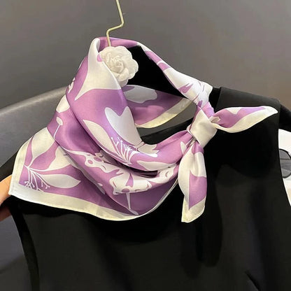 100% Real Silk Square Scarf (53cm) - Luxury Printed Multi-Style Accessory