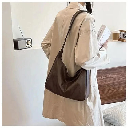 Soft Vegan Leather Slouchy Hobo Bag - Minimalist Everyday Tote, 3 Colors
