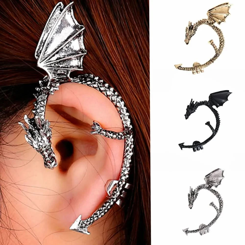 Gothic dragon clip ear cuff — main view