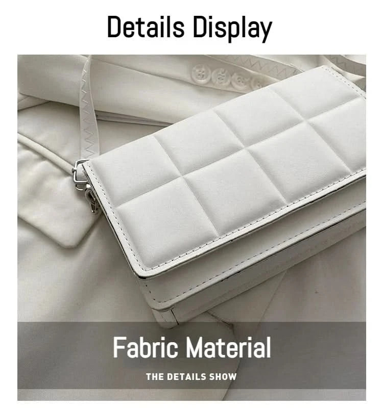 Square handbag back view with strap