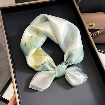 100% Real Silk Square Scarf (53cm) - Luxury Printed Multi-Style Accessory