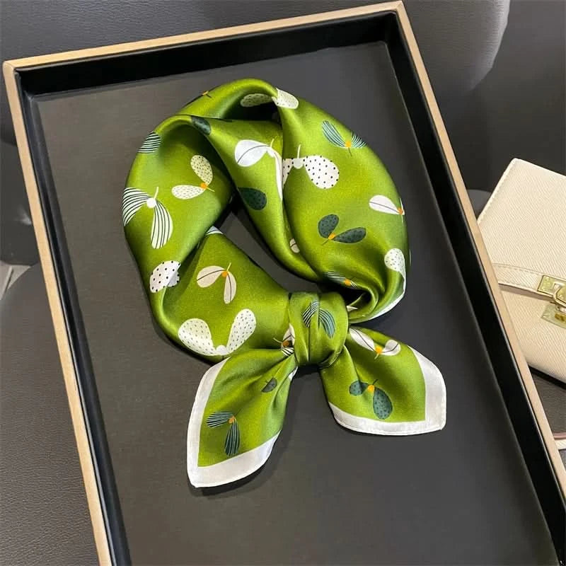 100% Real Silk Square Scarf (53cm) - Luxury Printed Multi-Style Accessory