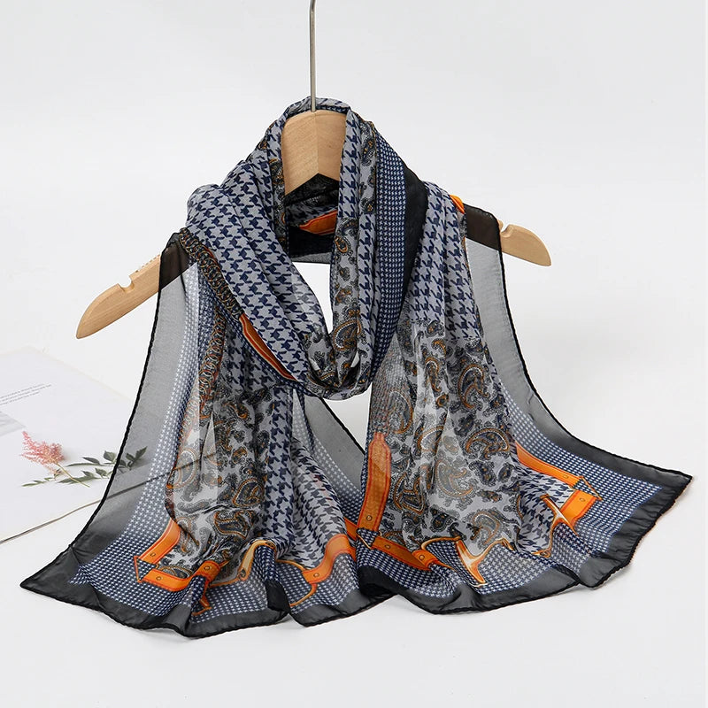 Lightweight Chiffon Scarf — Versatile Printed Shawl & Wrap, Breathable Travel Accessory