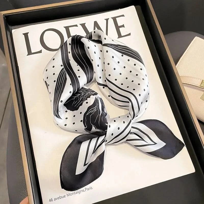 100% Real Silk Square Scarf (53cm) - Luxury Printed Multi-Style Accessory