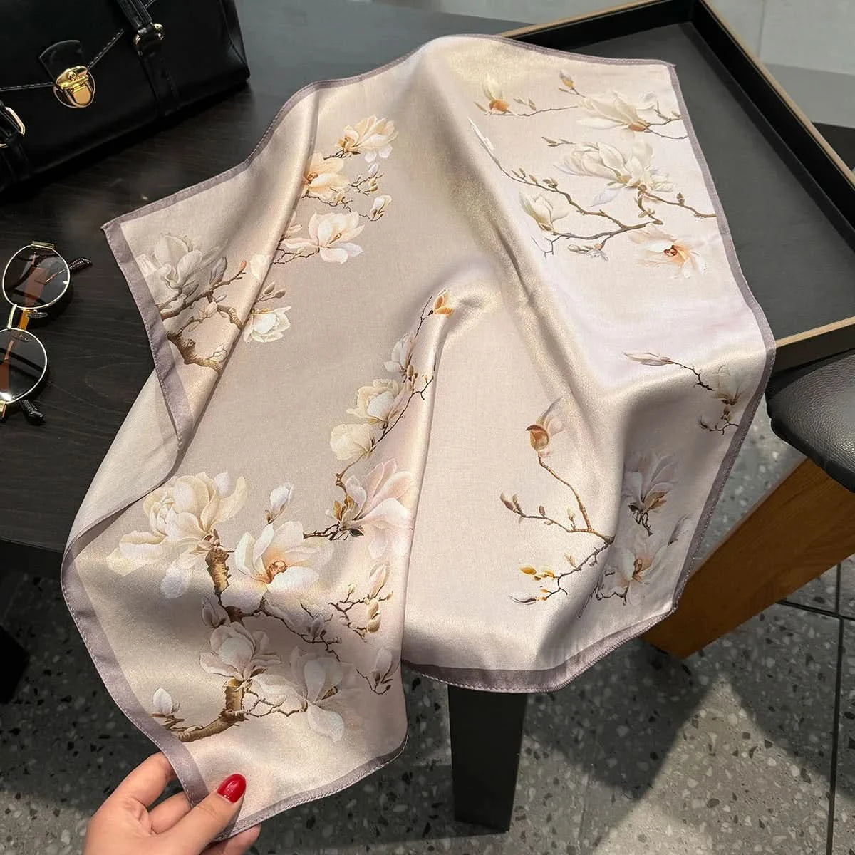 100% Real Silk Square Scarf (53cm) - Luxury Printed Multi-Style Accessory